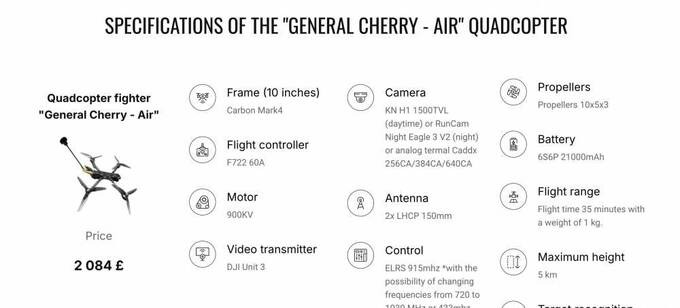Специфікація «General Cherry – Air» за £2 084
